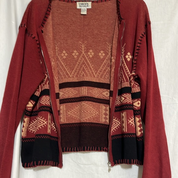 Chico’s design women’s zipper sweater cardigan southwestern design size 3 - Picture 9 of 14